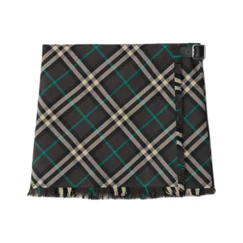 Burberry Check Pattern Frayed Edge Mini Skirt