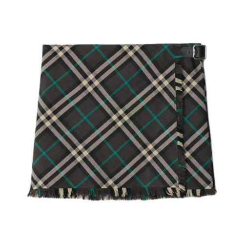 Burberry Check Pattern Frayed Edge Mini Skirt