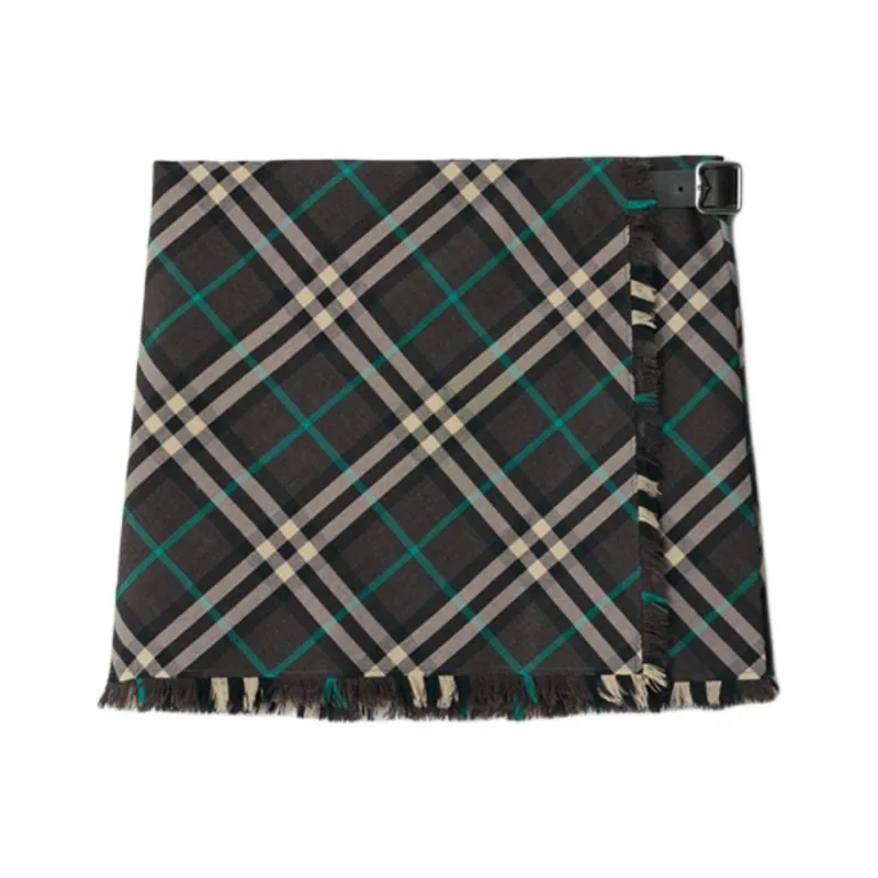 Burberry Check Pattern Frayed Edge Mini Skirt-0