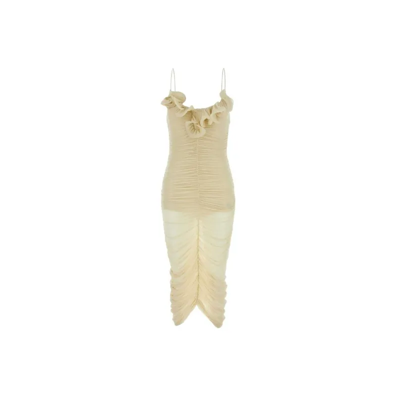 Magda Butrym Ruched Ruffle Midi Dress-0