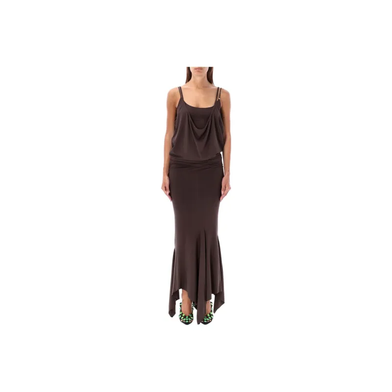 The Attico Asymmetric Jersey Midi Dress-0