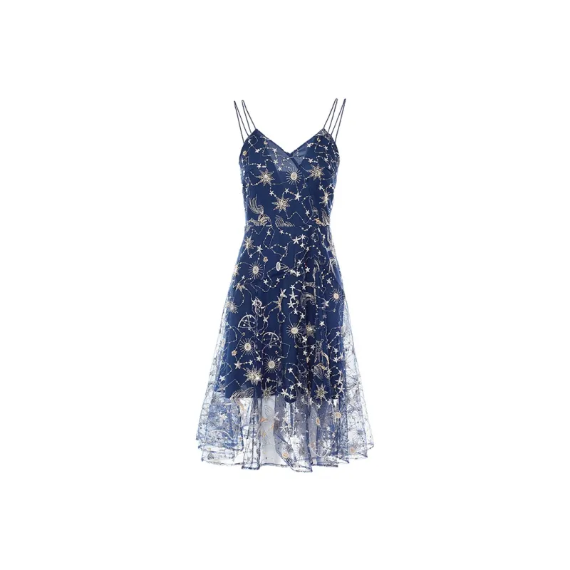 FLONAKED Slip Dresses Women's Dark Blue-0