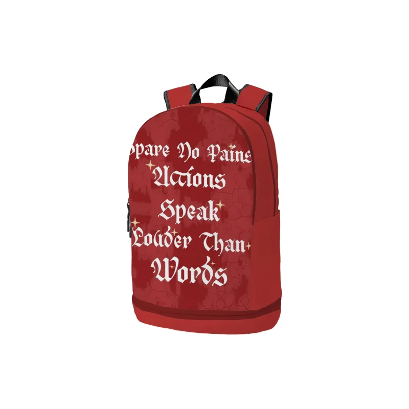 Spare No Pains. Polyester Backpack Regular Unisex Red/White-1