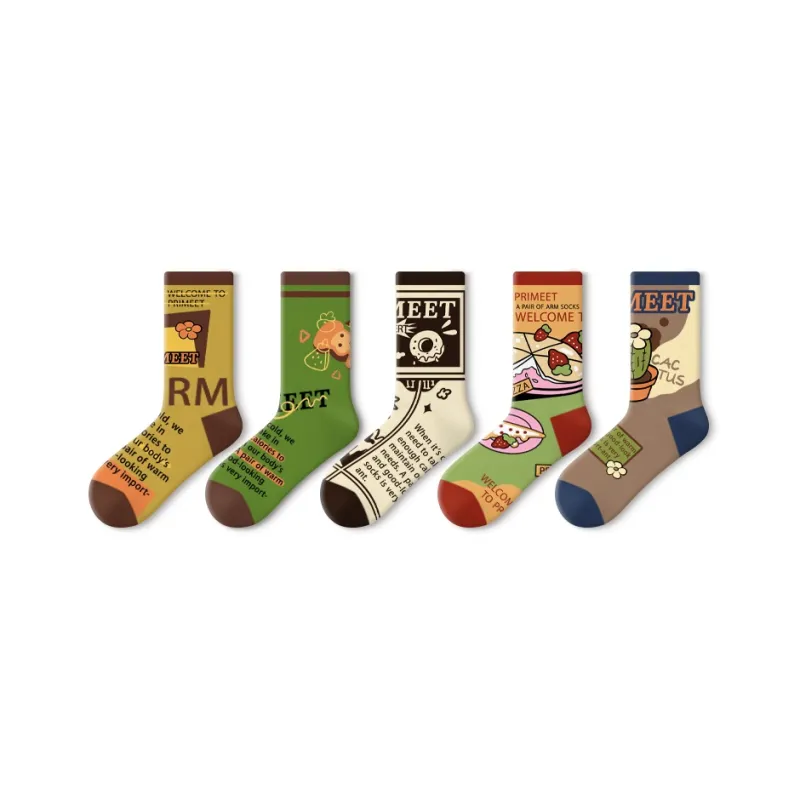 Primeet Mid Calf Socks Unisex 5 Pack-23