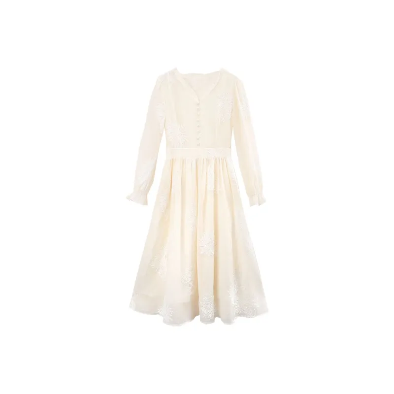 A Paradise For Awakening Long Sleeved Dress Women's Beige-0