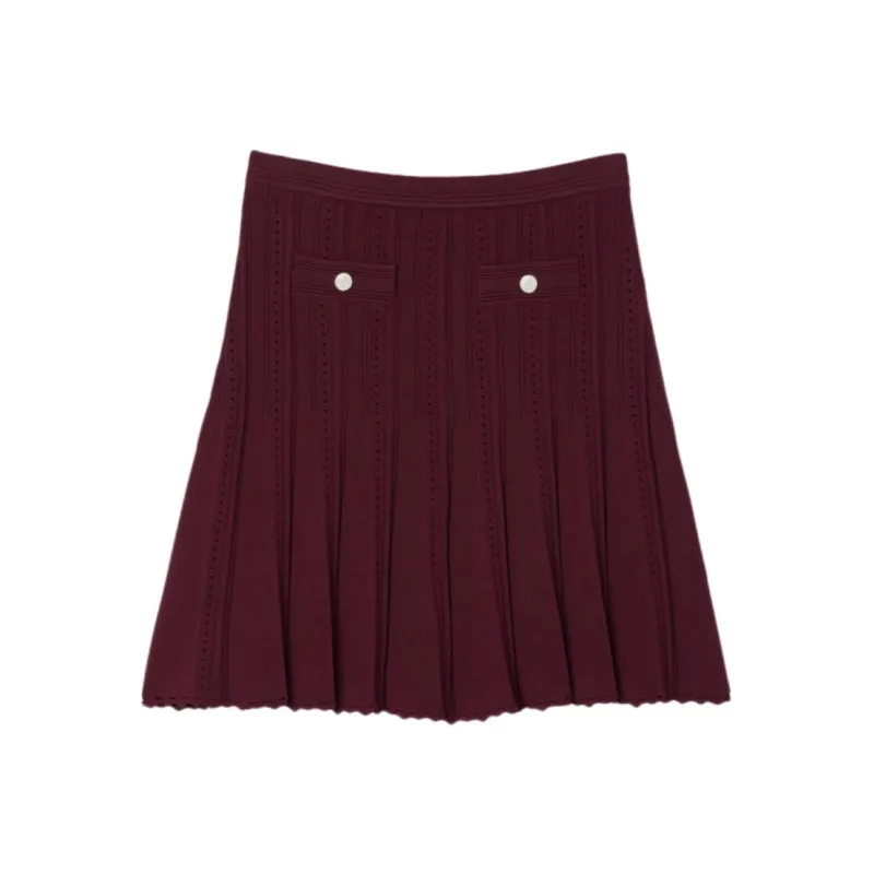 Sandro Ribbed knit A line Skirt-0