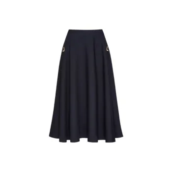 Valentino Crepe Couture High Waist Midi Skirt