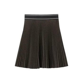 Sandro Plaid Check Pleated Miniskirt