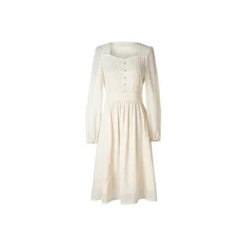 Ning Cai Yuer Long Sleeved Dress Women's Ecru