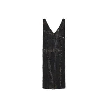 PRADA Patchwork Leather Midi Dress