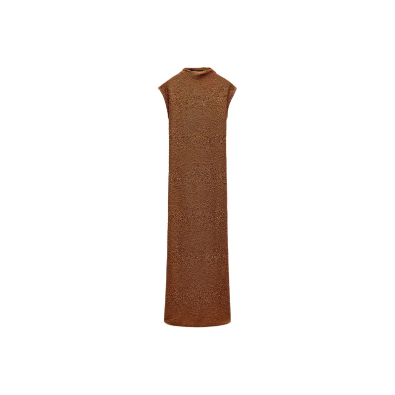 ZARA Sleeveless Dress Women's Brick Red-0