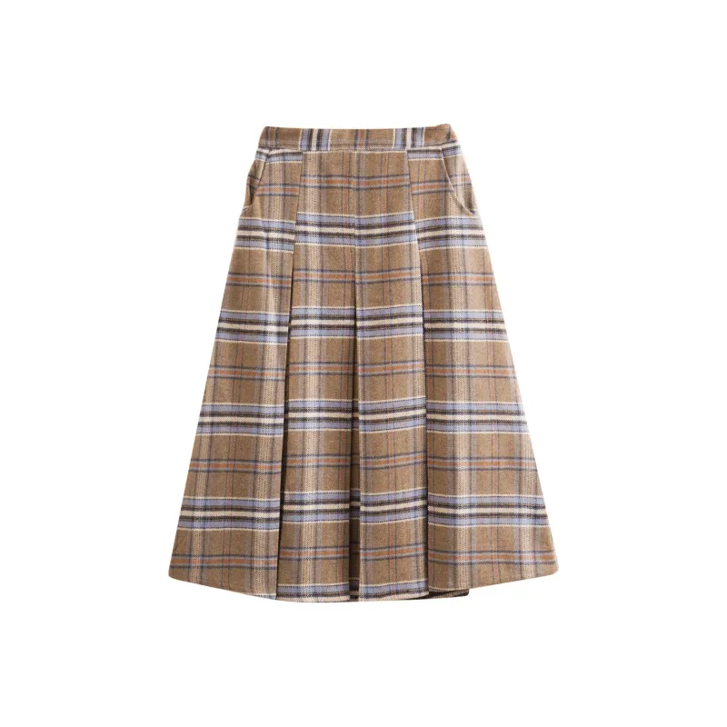Olrain Casual Long Skirts Women's Plaid-0