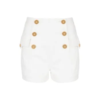 BALMAIN 6 Button Denim Shorts