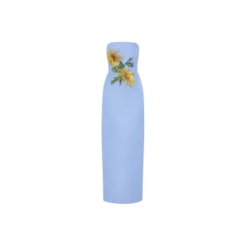 Oscar De La Renta Chrysanthemum Crystal-embroidered Gown