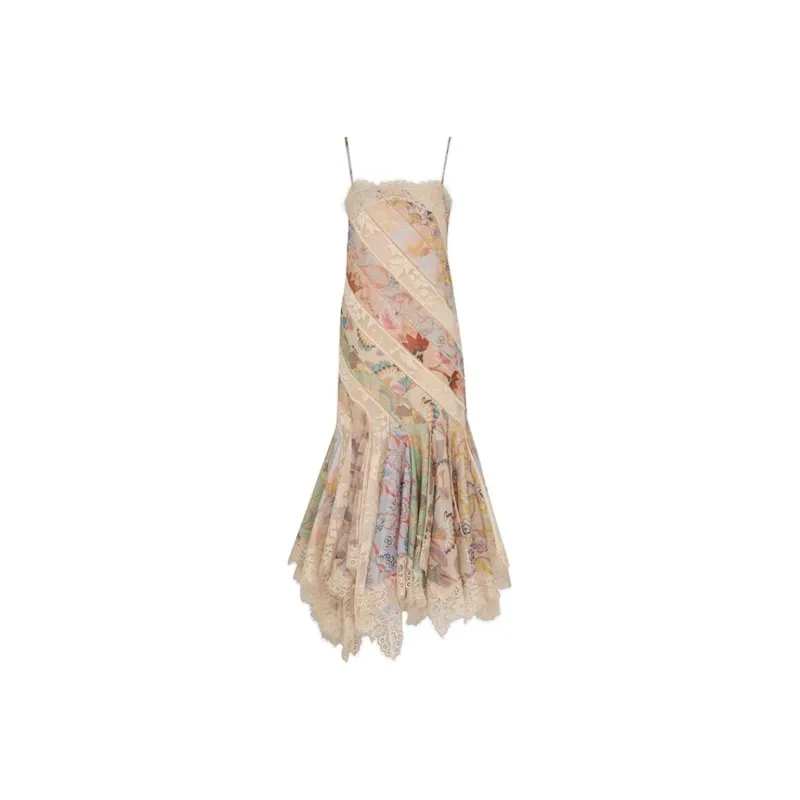Zimmermann FW24 Slip Dresses Women's Eden Garden Patchwork Pattern-0