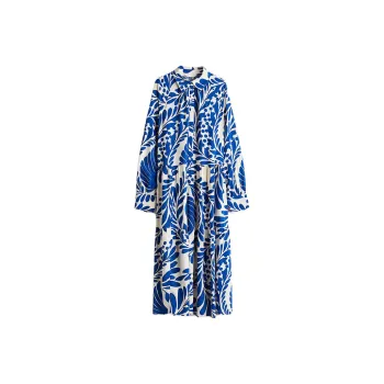 H&M Long Sleeved Dresses Women's White/Blue Pattern