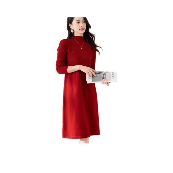 X MOOM Long Sleeved Dress Women's Burgundy