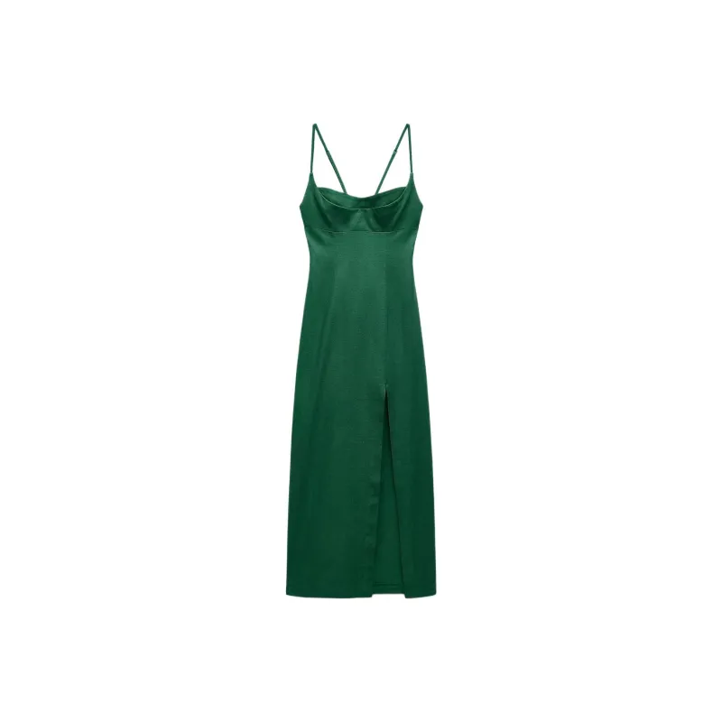 ZARA Slip Dresses Women's Green-0