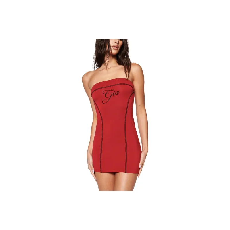I.AM.GIA BLARE TUBE MINI DRESS Sleeveless Dress Women's Red-0