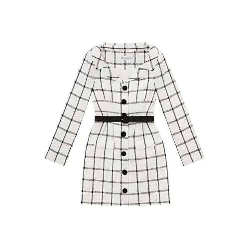 Self-portrait Long-Sleeved Dresses Women's White Lattice