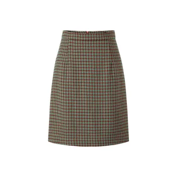JZ. ANNAKRO Casual Short Skirts Women's Plaid Red Coffee