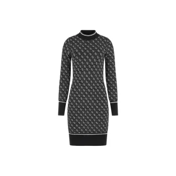 GUESS 4g Logo Mini Sweater Dress Long Sleeved Dresses Women's Black