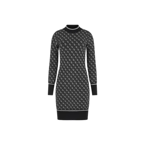 GUESS 4g Logo Mini Sweater Dress Long Sleeved Dresses Women's Black