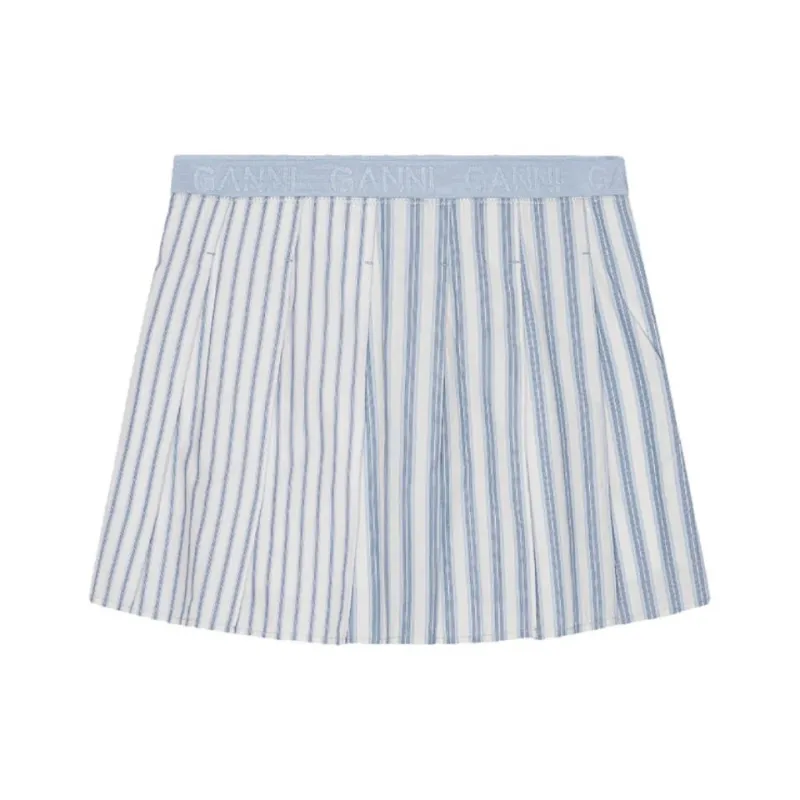 GANNI Striped Pleated Mini Skirt-0