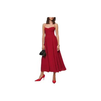 REFORMATION Jaelyn Dress Slip Dresses Women's Sand Gray Red