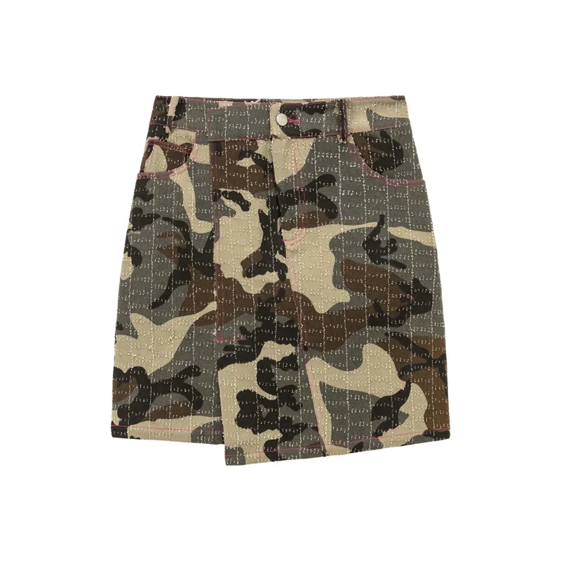 CHUU Casual Short Skirts Women's Green Camouflage-0