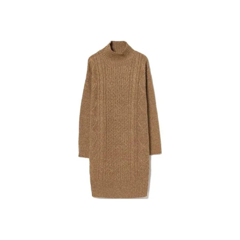 Beams Long Sleeved Dress Women's Mustard Yellow-0