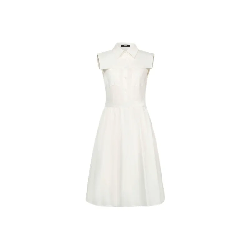 KARL LAGERFELD SS24 Sleeveless Dress Women's White-0
