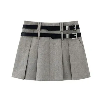 ZHOUMIAO Casual Short Skirts Women's Light Khaki