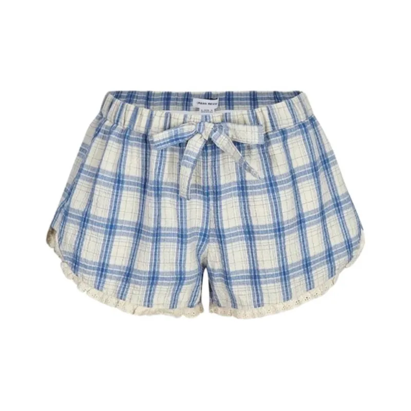 URBAN REVIVO Casual Shorts Women's Royal Blue Plaid-0