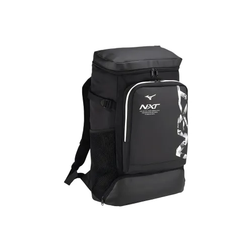 Mizuno Synthetic Leather Backpack Unisex Black & White