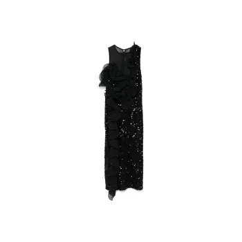 Rotate Ruffled detailing Sequinned Midi Dress