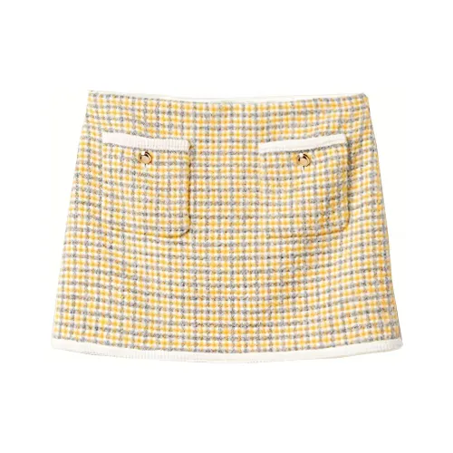 MIU MIU Bouclé Check Pattern High Waist Mini Skirt