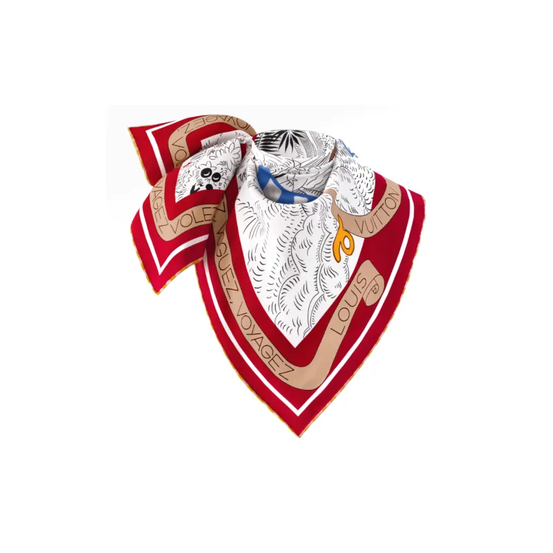 LOUIS VUITTON Silk Scarves Women's Red-1