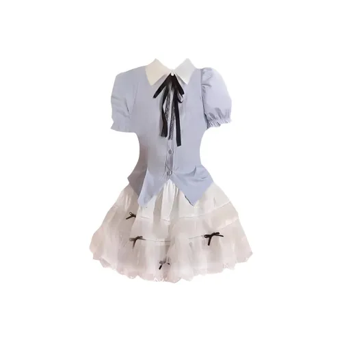 DATIANXIN Two Piece Skirt Sets Women's Shirt+Tiered Skirt
