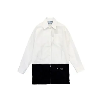 PRADA Two-Toned Panelled Long-Sleeved Shirt Dress