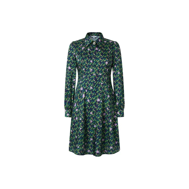 JZ. ANNAKRO Long Sleeved Dress Women's Floral Dark Blue-0