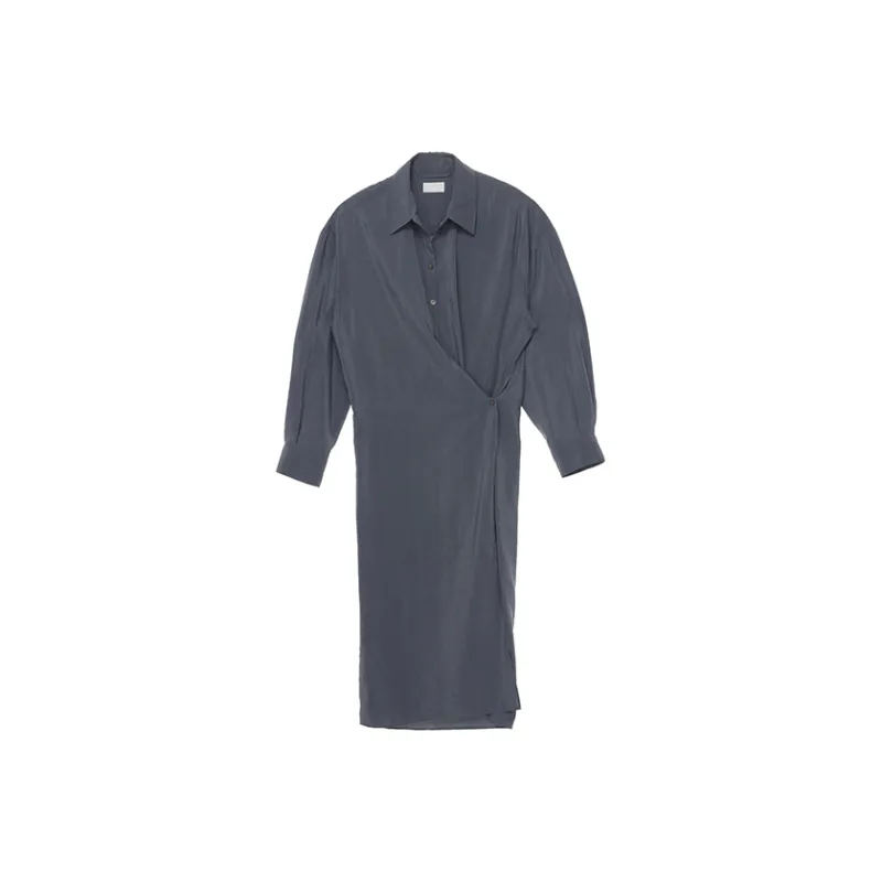 Lemaire Straight Collar Twisted Dress 'Asphalt'-0