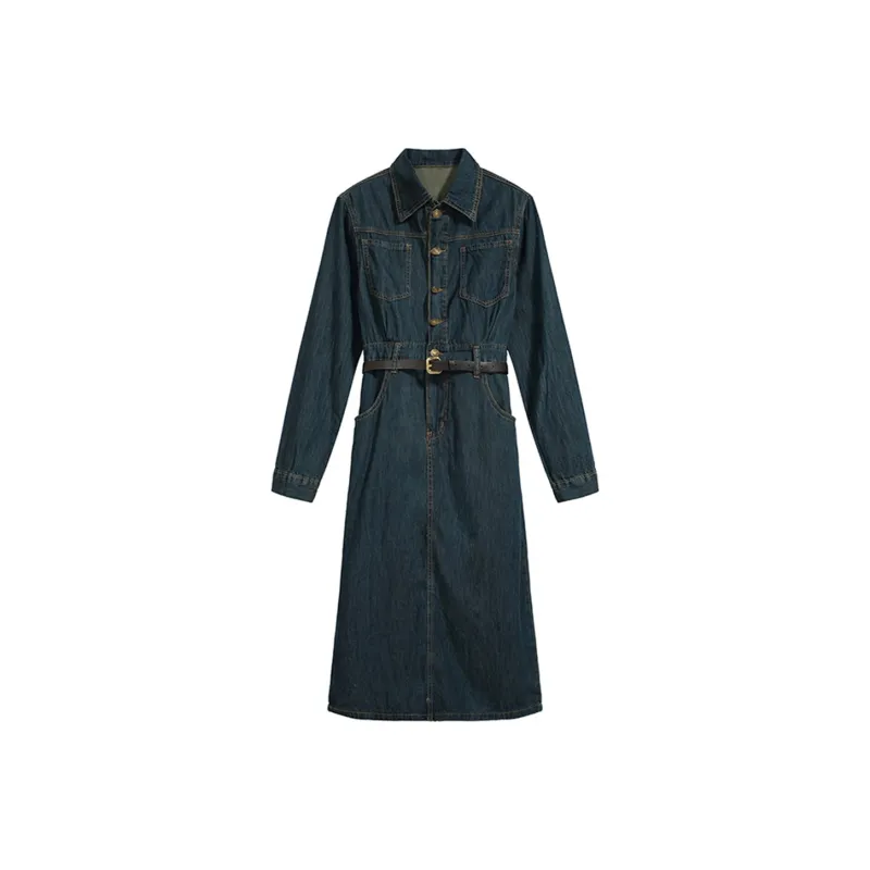 COVER TIME Long Sleeved Dress Women's Dark Blue-6