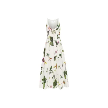 Oscar De La Renta Orchid Zip front Poplin Dress