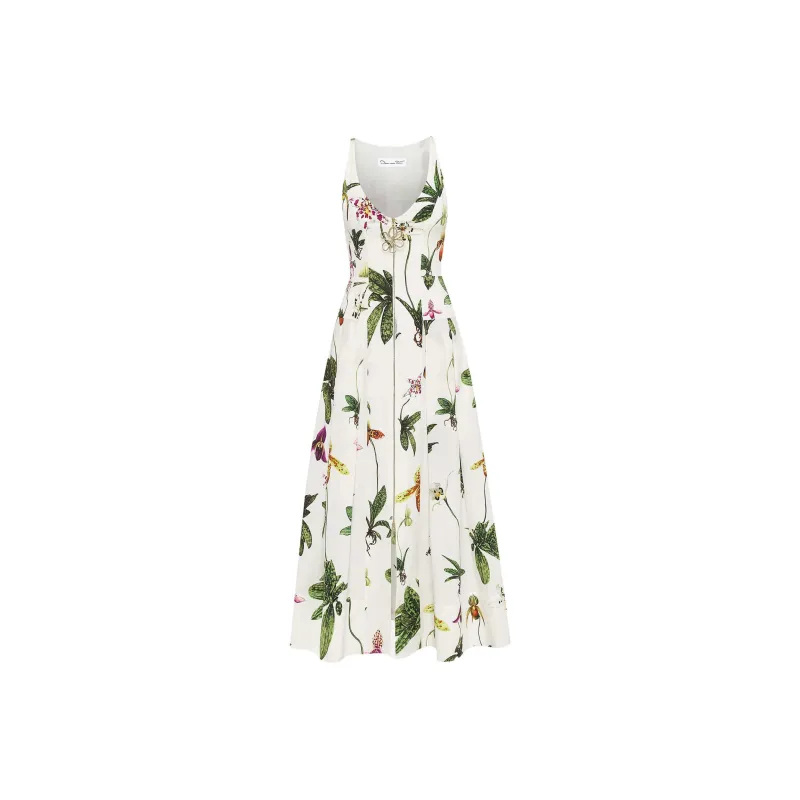 Oscar De La Renta Orchid Zip front Poplin Dress-0