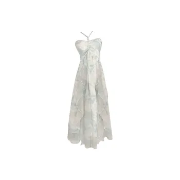 TASTILY Slip Dresses Women's White Blue