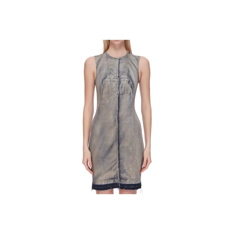Rick Owens DRKSHDW Crewneck Sleeveless Denim Dress-0
