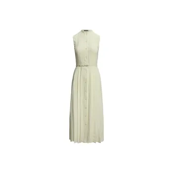 Ralph Lauren Pleated Belted Midi Dress