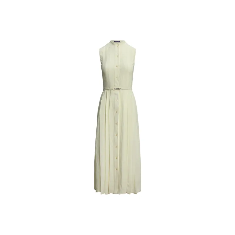 Ralph Lauren Pleated Belted Midi Dress-0
