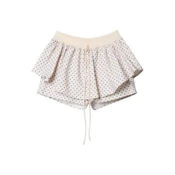 ZAVK Casual Short Skirts Women's Spotted Warm White